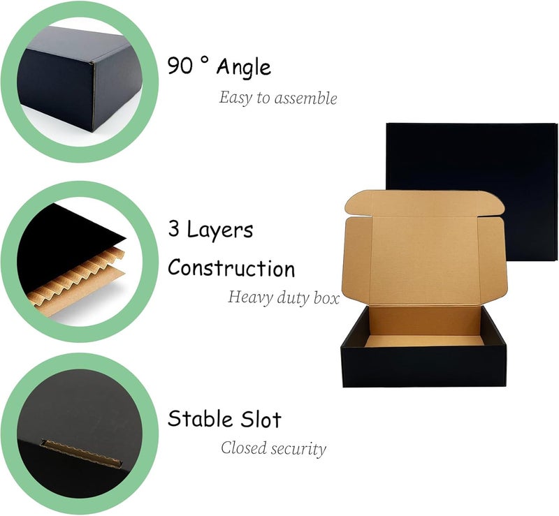 Livejun 24 Pack 11x9x3 inch Black Shipping Boxes ，Cardboard Packaging Boxes for Mailing Shipping Corrugated Cardboard Boxes for Packaging Small Business Craft Flat Shipping Boxes Empty Gifts Giving Products - Image 2